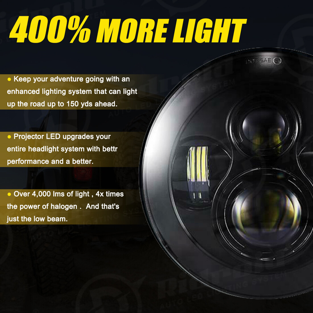 7″ inch LED Headlight Projector Hi/Lo For Harley Davidson & Indian Motorcycles