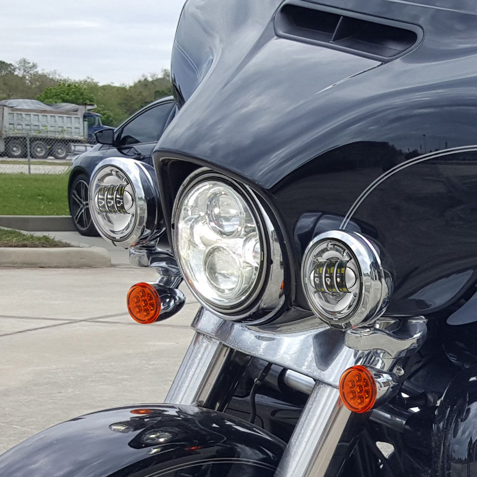 LED Spot Fog Light Turn Signal Assembly Fit For Harley Street Glide 1994-2023 US