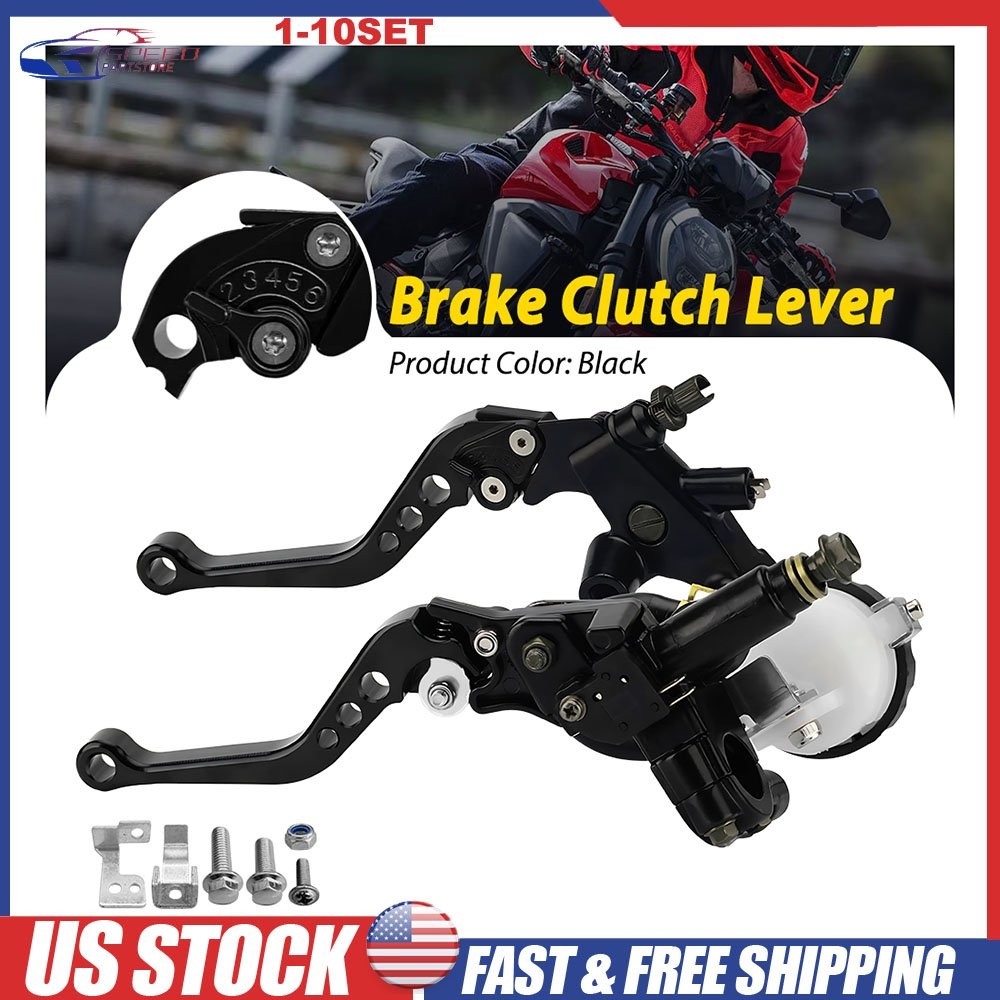 7/8″Motorcycle Handlebar Hydraulic Brake Clutch Master Cylinder Lever Black2-20X