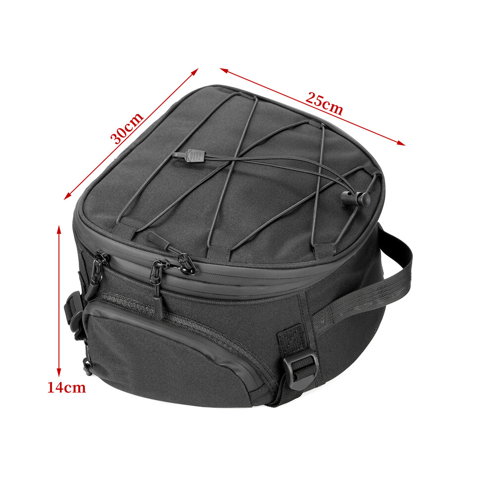 Motorcycle Rear Tail Seat Back Saddle Helmet Waterproof Shoulder Carry Bag Black