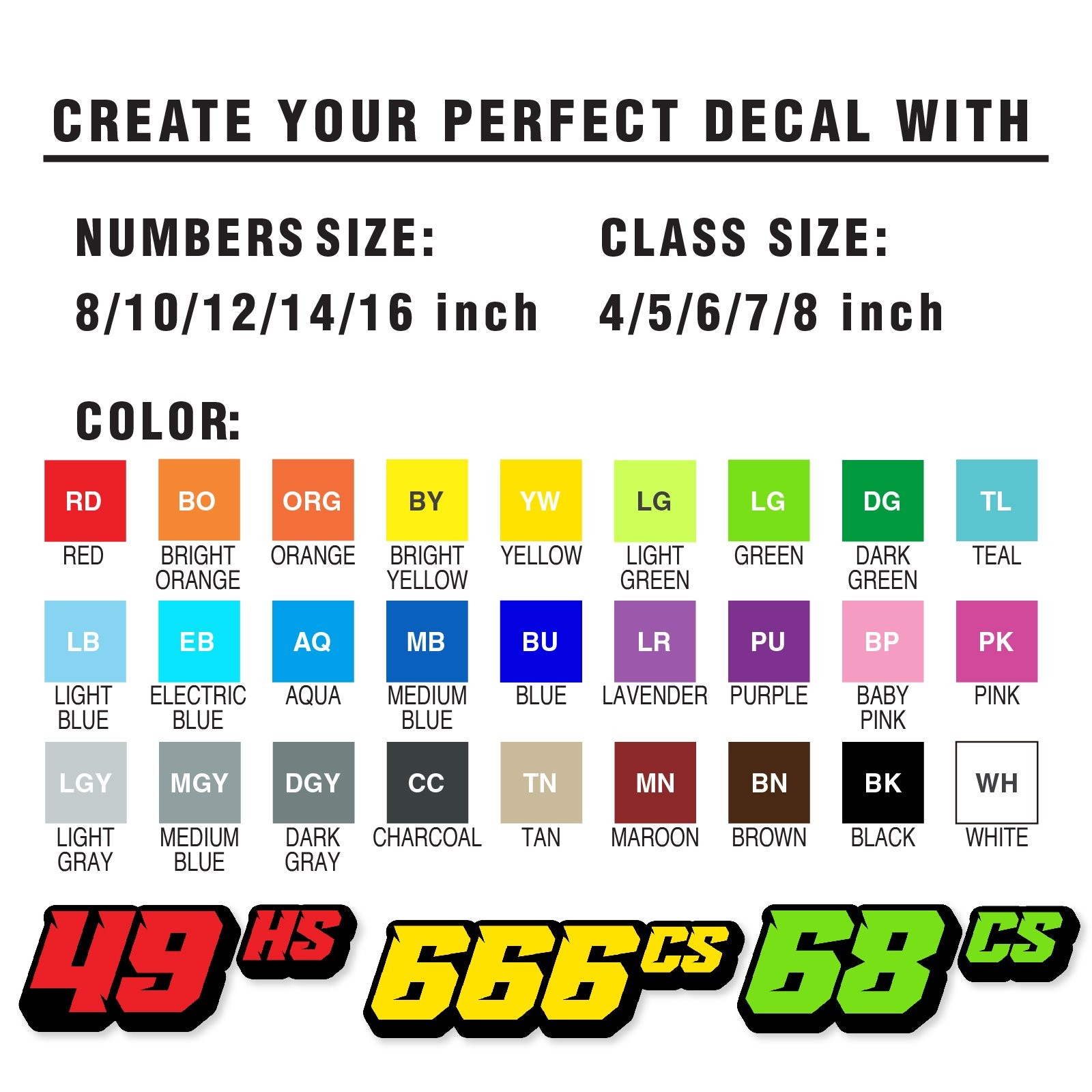 Custom SCCA Car Racing Number Class Sticker Magnet Glossy Matte 04 3D Font
