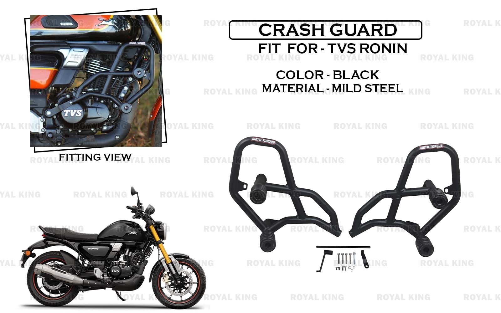 Black “Crash Guard With Sliders” Fit For Tvs Ronin 2022-2025 Model
