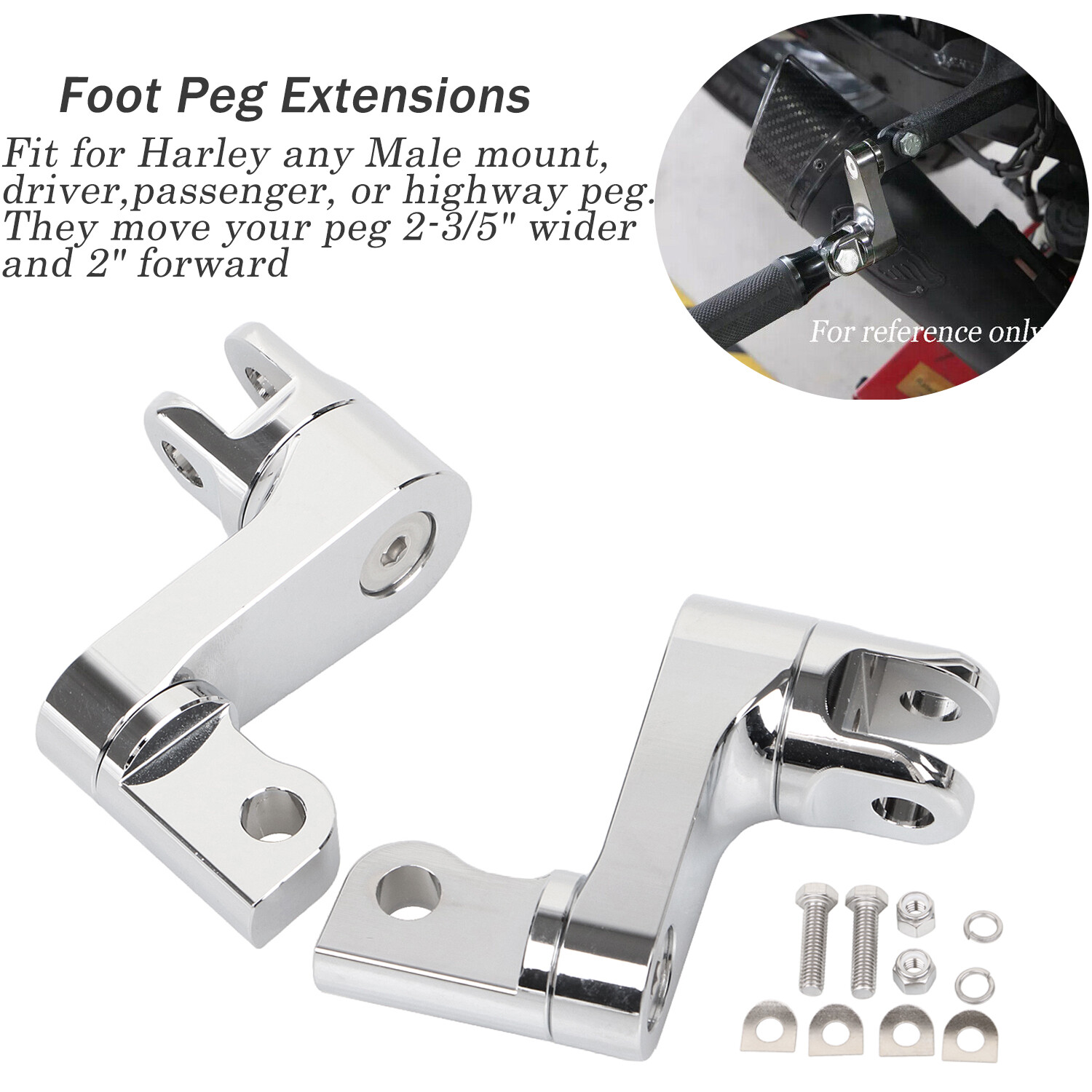 Pair Male Mount Foot Peg Extensions For Harley Sportsters Softails Dynas Touring