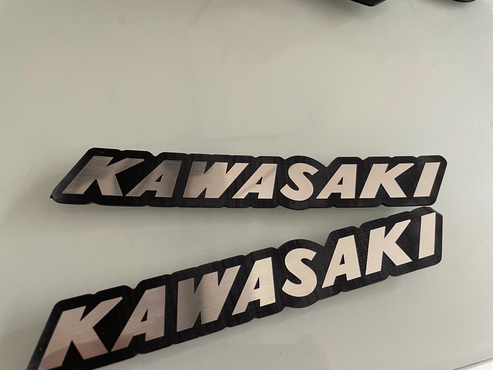 2 Tank Emblems Kawasaki Brass/Stainless Steel Design – No Stickers