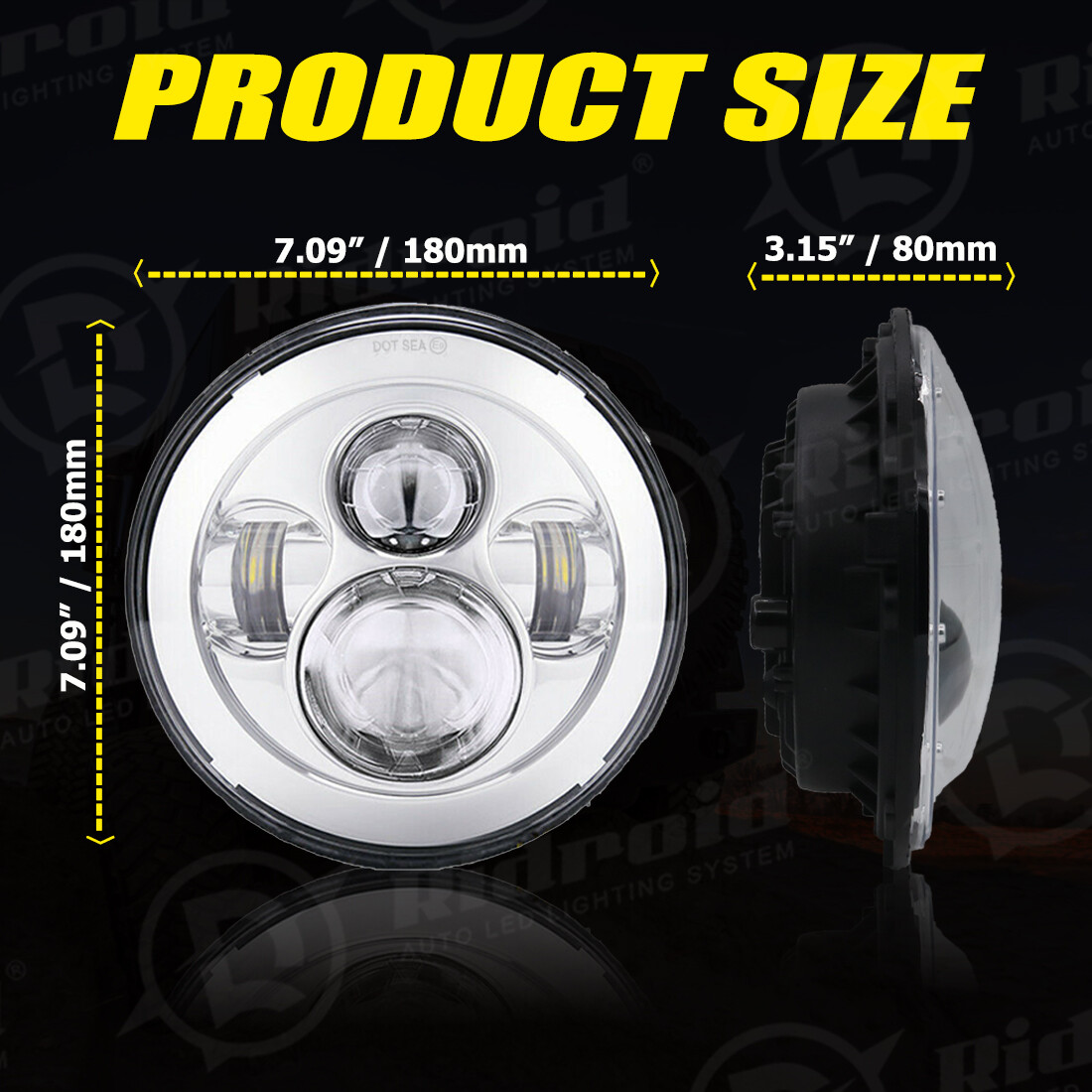 7″inch LED Projector Chrome Hi/Lo Headlight For Harley Street Glide Softail FLHX