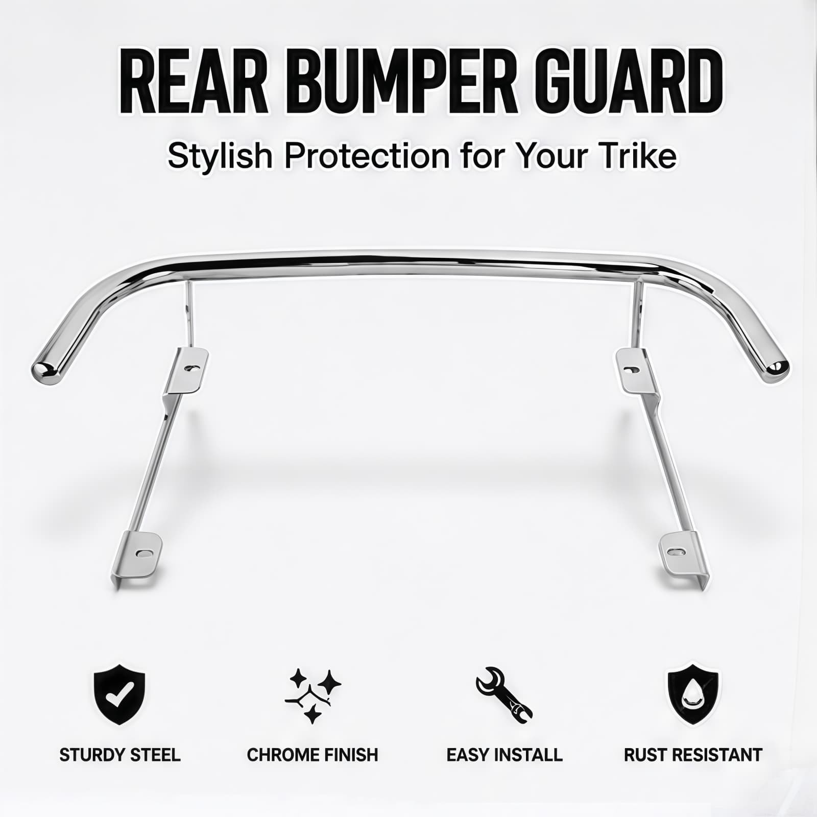 Polished Silver Rear Bumper for Harley Tri Glide FLHTCUTG Street Glide Trike