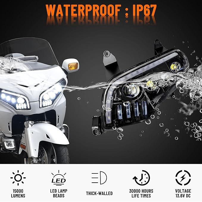 LED Front Headlight Assembly For Honda GoldWing GL1800 2001-2017 Headlamp