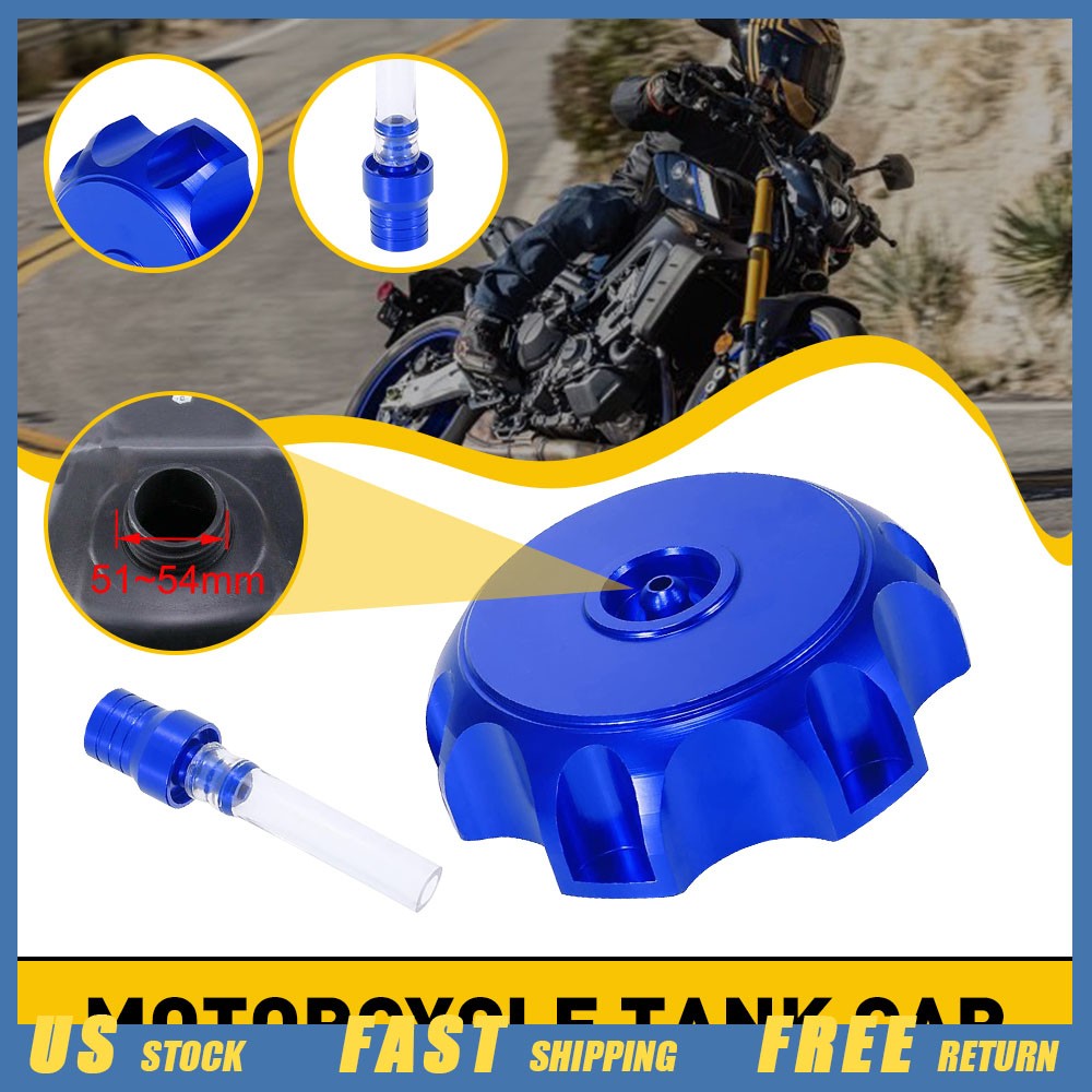 Blue Outer 51-54mm Diameter Gas Fuel Tank Breather Cap Valve Kit Bike Motorcycle