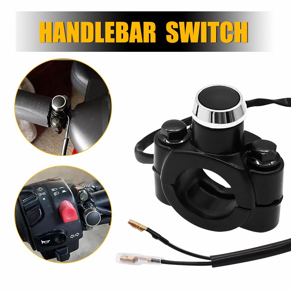 12V Motorcycle Switch Horn Handlebar Mount Push Button Momentary Start Universal