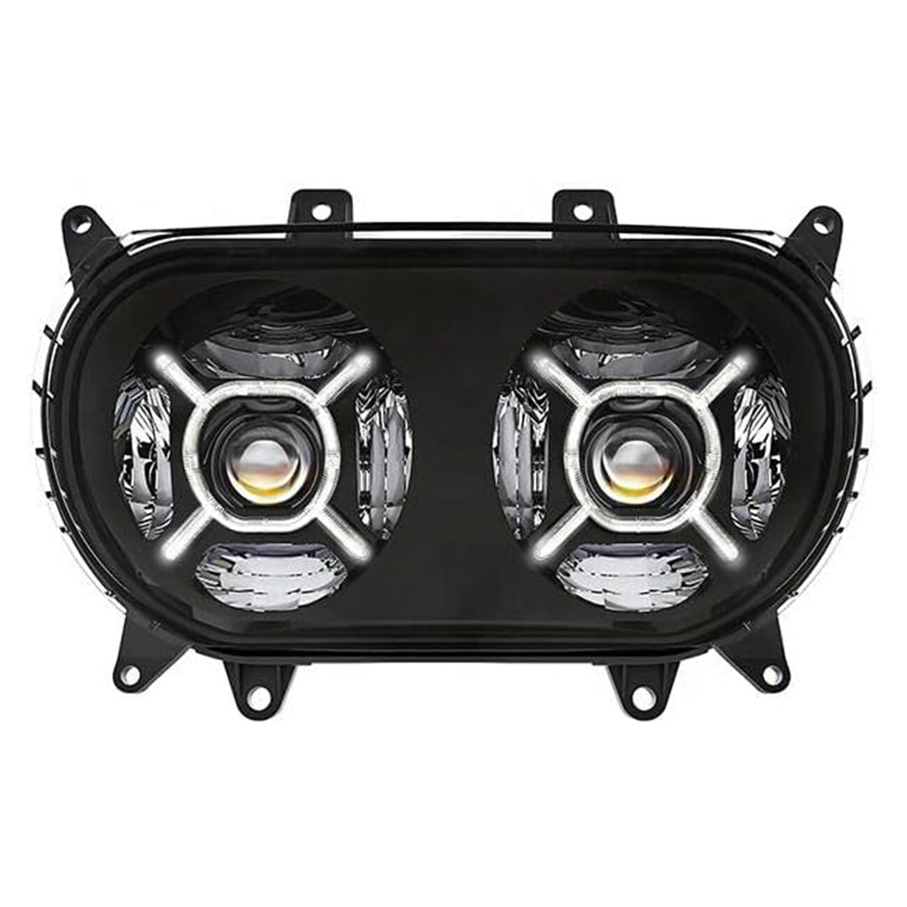LED Headlight with X-shaped DRL Hi/Lo Beam Assembly for Road Glide 2015-2023