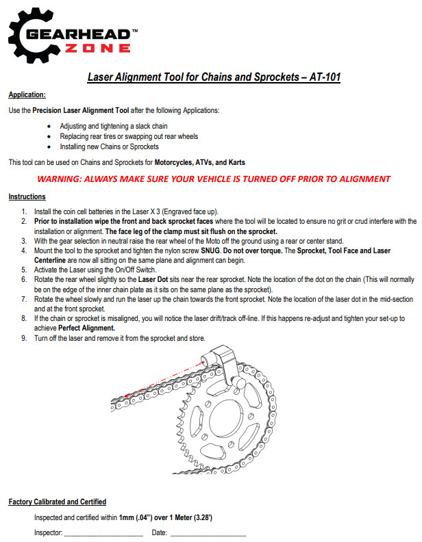 Laser Chain and Sprocket Alignment Tool – Gearhead Zone