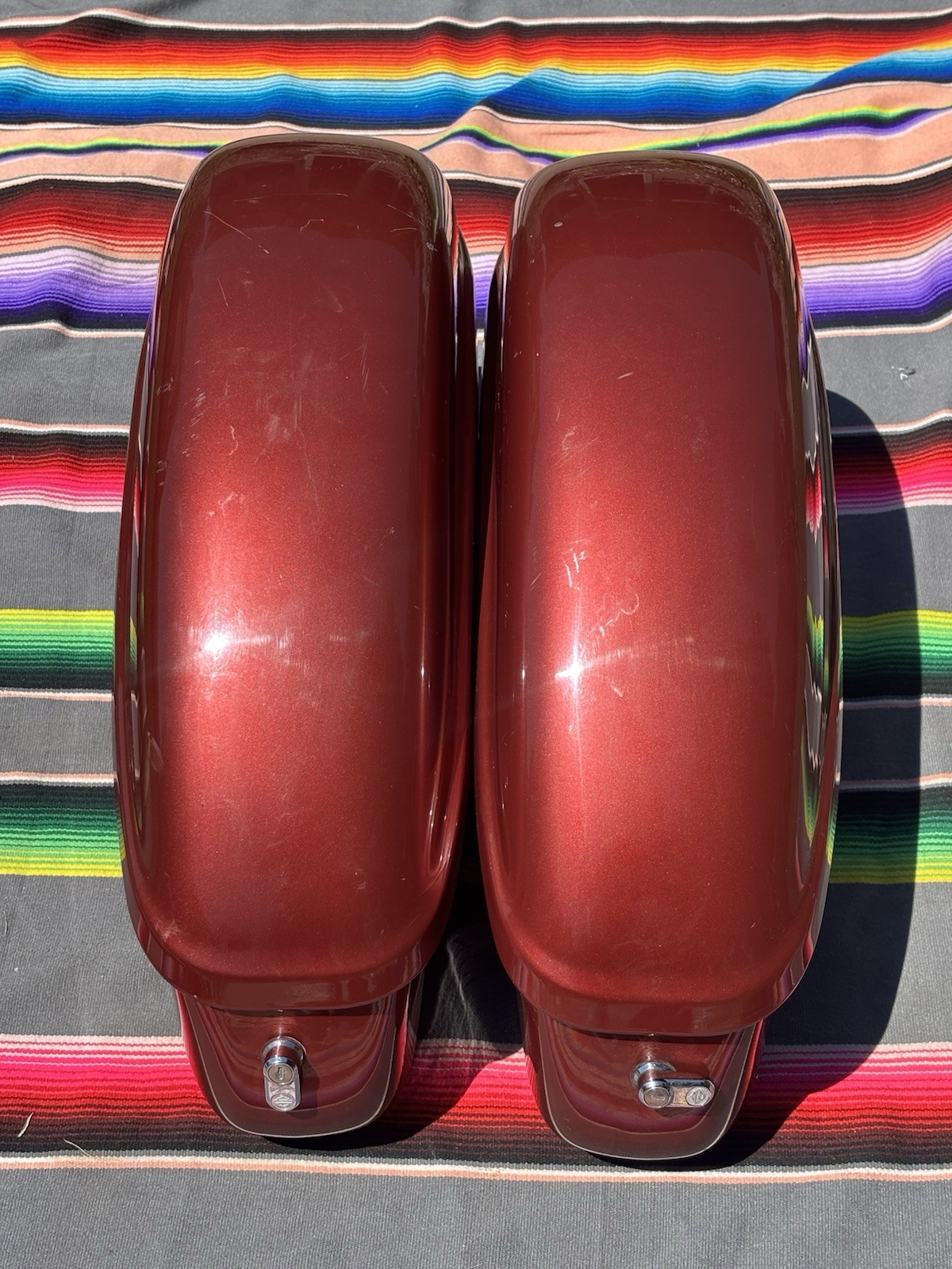 Harley Softail Deuce OEM Hard Bag Saddlebag Set Red Fatboy Genuine