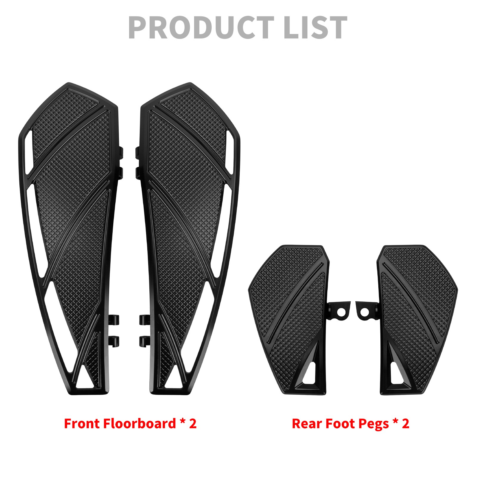 Black Front Rear Floorboards Foot Pegs Footboards For Harley Street Road Glide