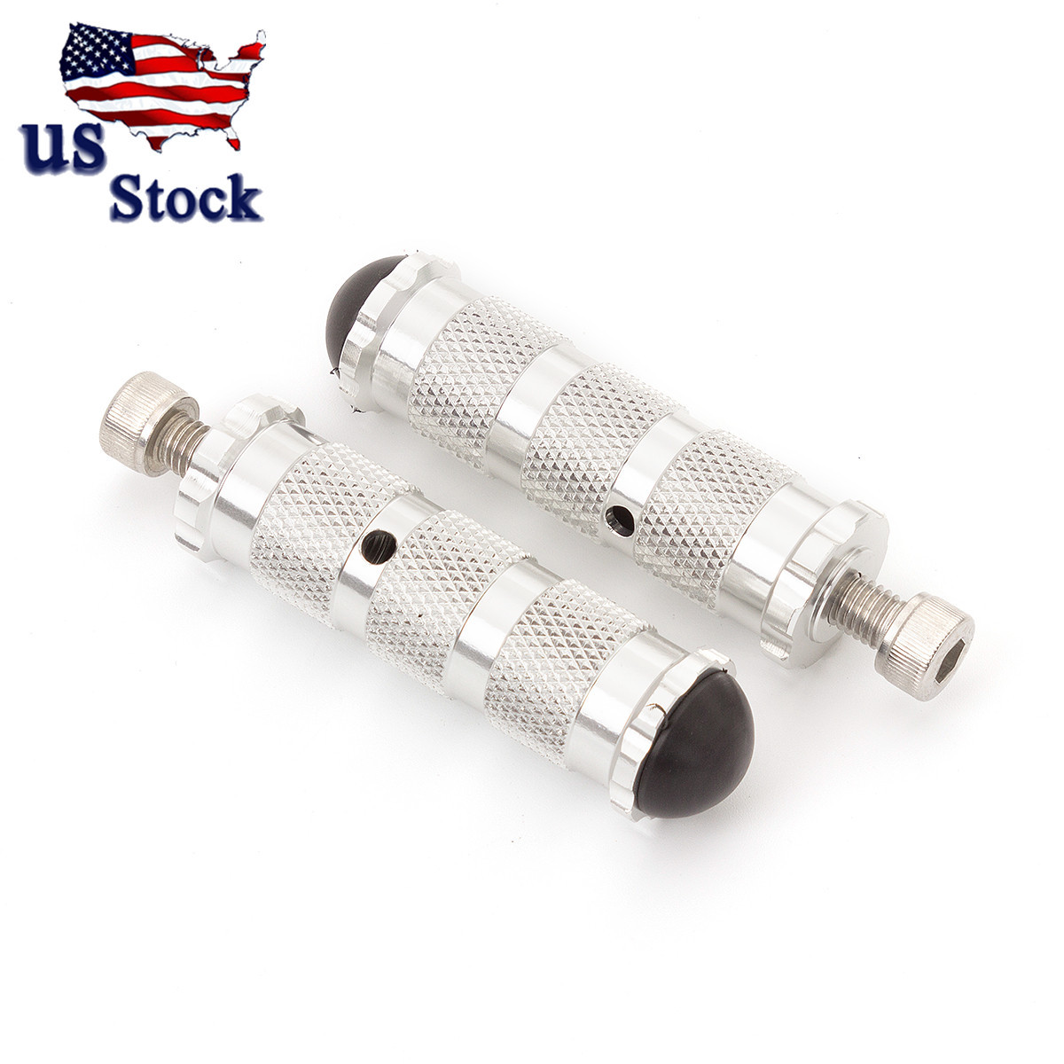 FXCNC USA Universal Footpeg Rider Foot Rest Pegs Set Rearset Pedal Bike Silver