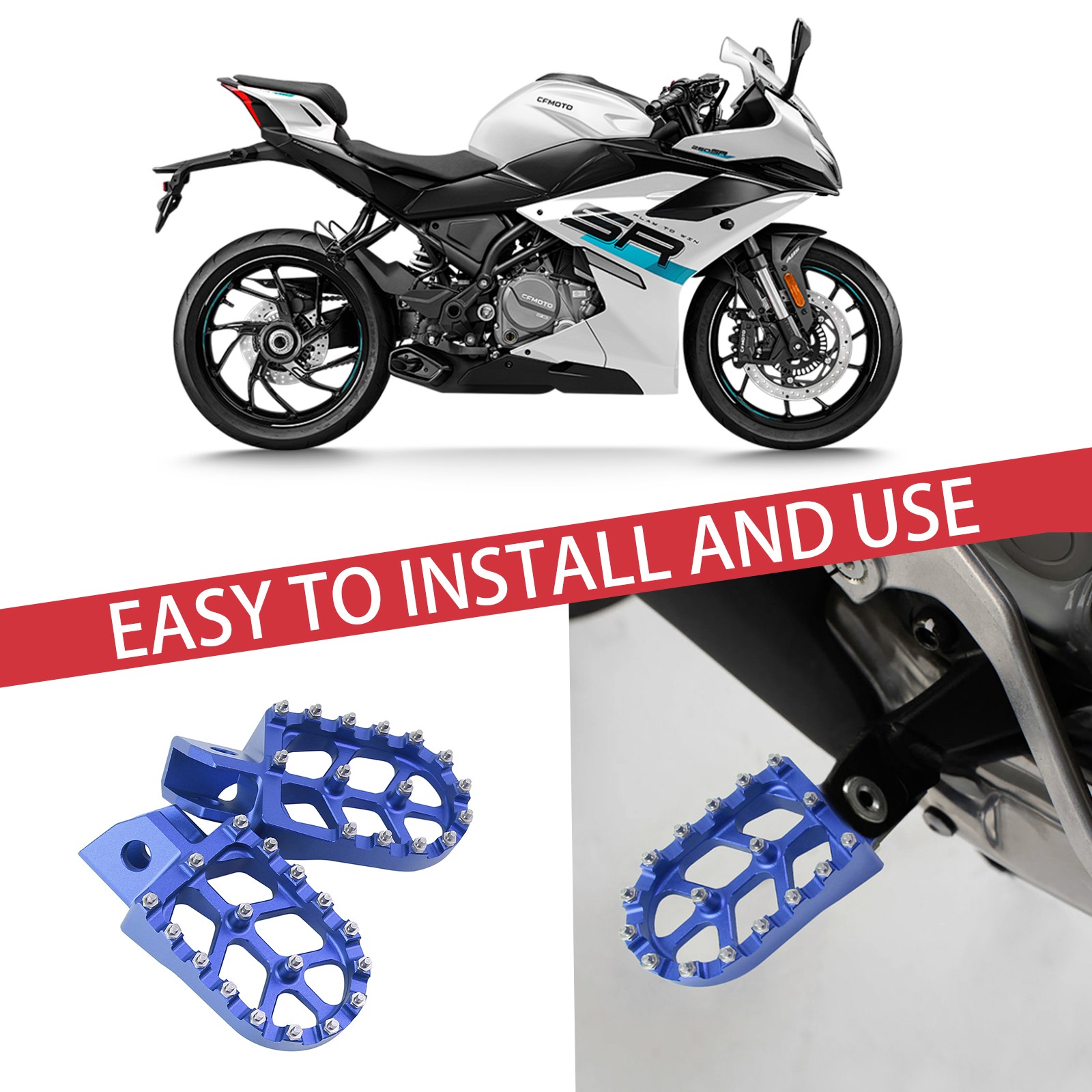 Blue Wide Foot Pegs Footrest Pedals For Yamaha XT250 YZ125 YZ80 WR250 TTR90