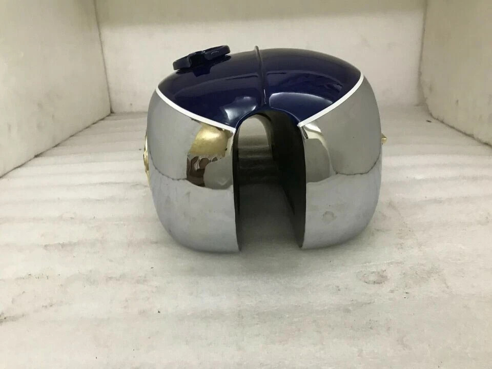 BSA A65 2 GALLON BLUE & CHROME STEEL PETROL FUEL GAS TANK+CAP 1968-1969 |Fit For