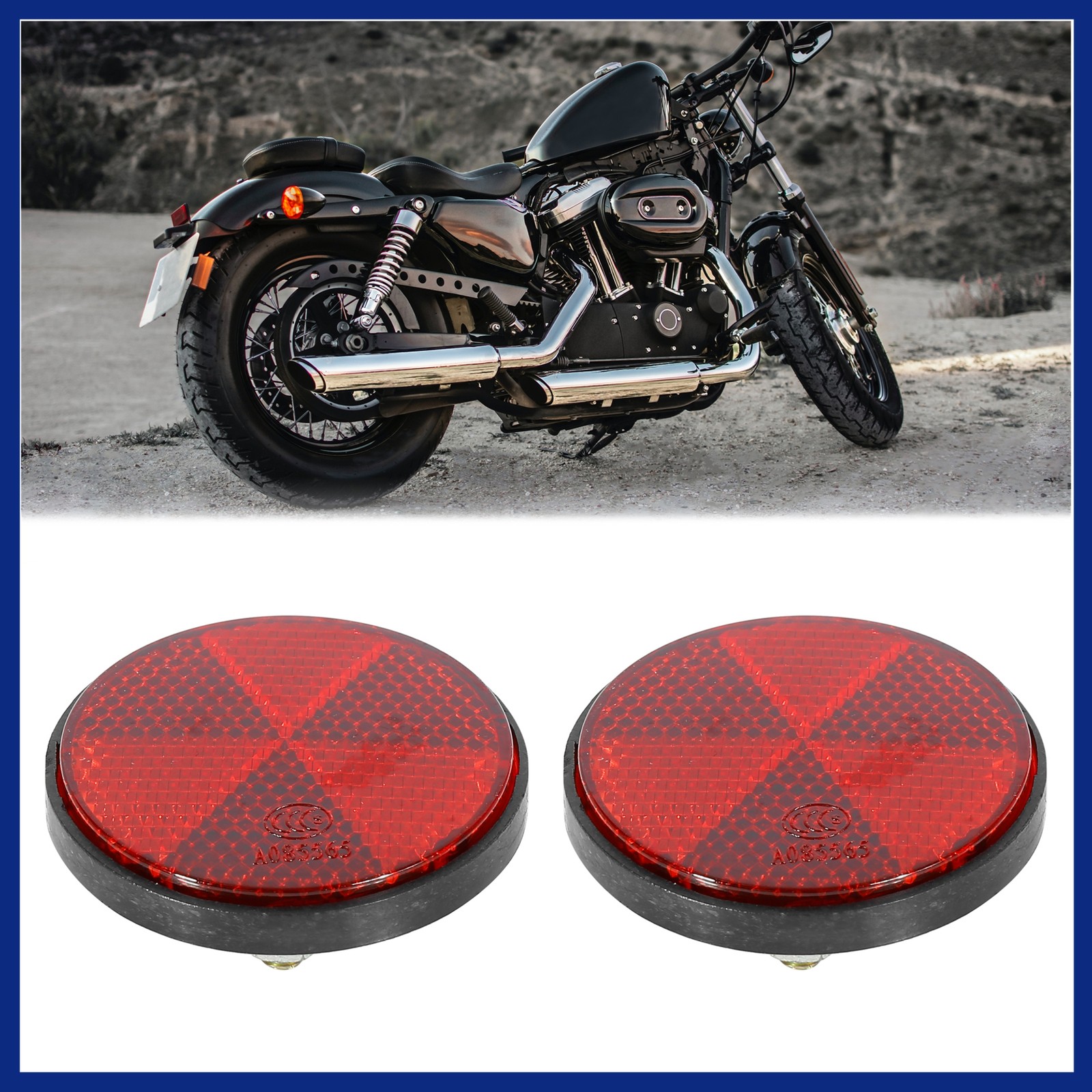 Pair M6x1.0 Red Universal Screw Mount Round Warning Reflector for Motorcycle