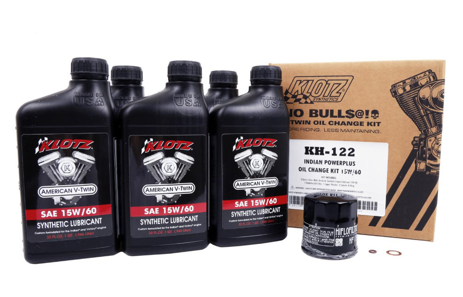 Klotz 15W-60 Synthetic Oil Change Kit for Indian™ PowerPlus V-Twin Motorcycle