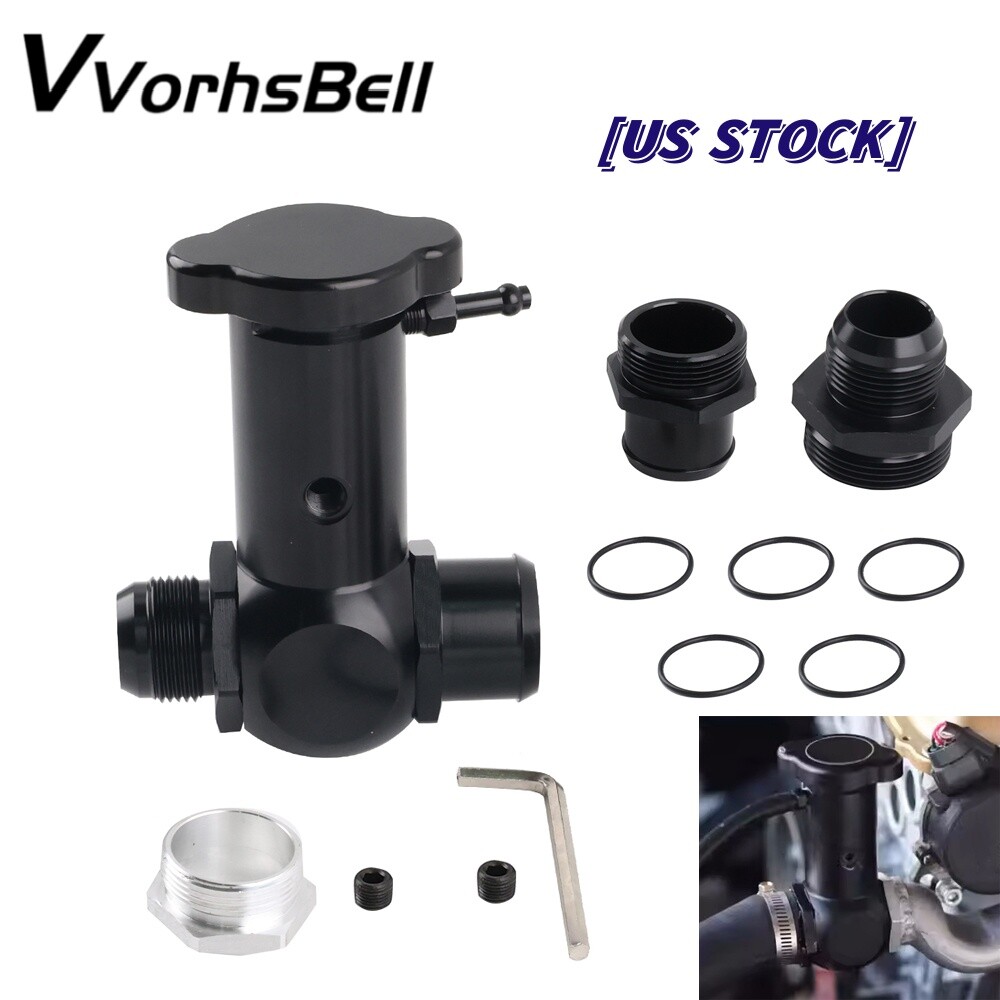 Upgraded Aluminum Black Raised Inline Filler Neck 1.5″ Fittings Radiator Cap NEW