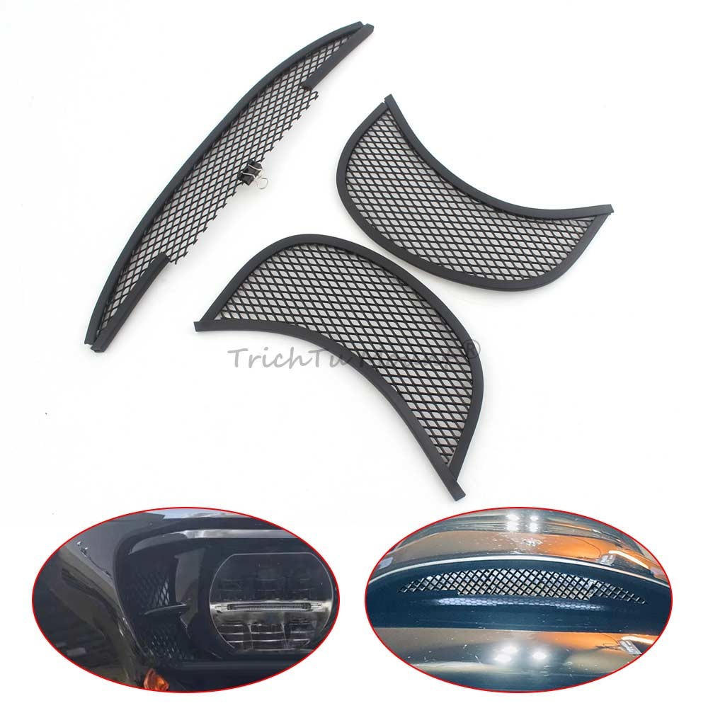 Black Fairing Mesh Vent Screen Grilles Fit for Harley Road Glide FLTRX 2015-2023