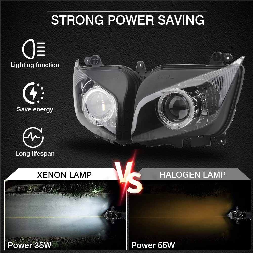 Front Assembly Headlight Blue Angel Eyes Projector Lamp For Yamaha FZ-1S Fazer