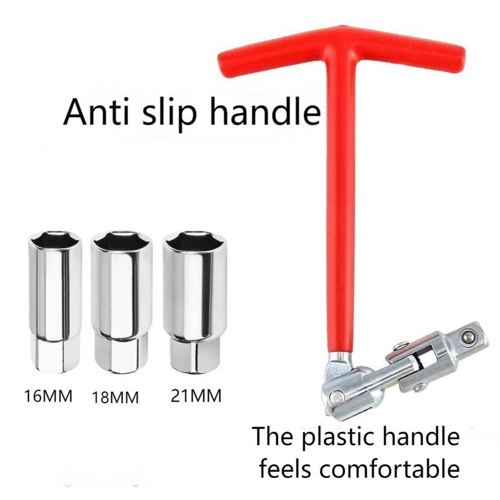 T-Handle Spark Plug Wrench Tool 360-Degree Removal Install For Motorcycles Lawn