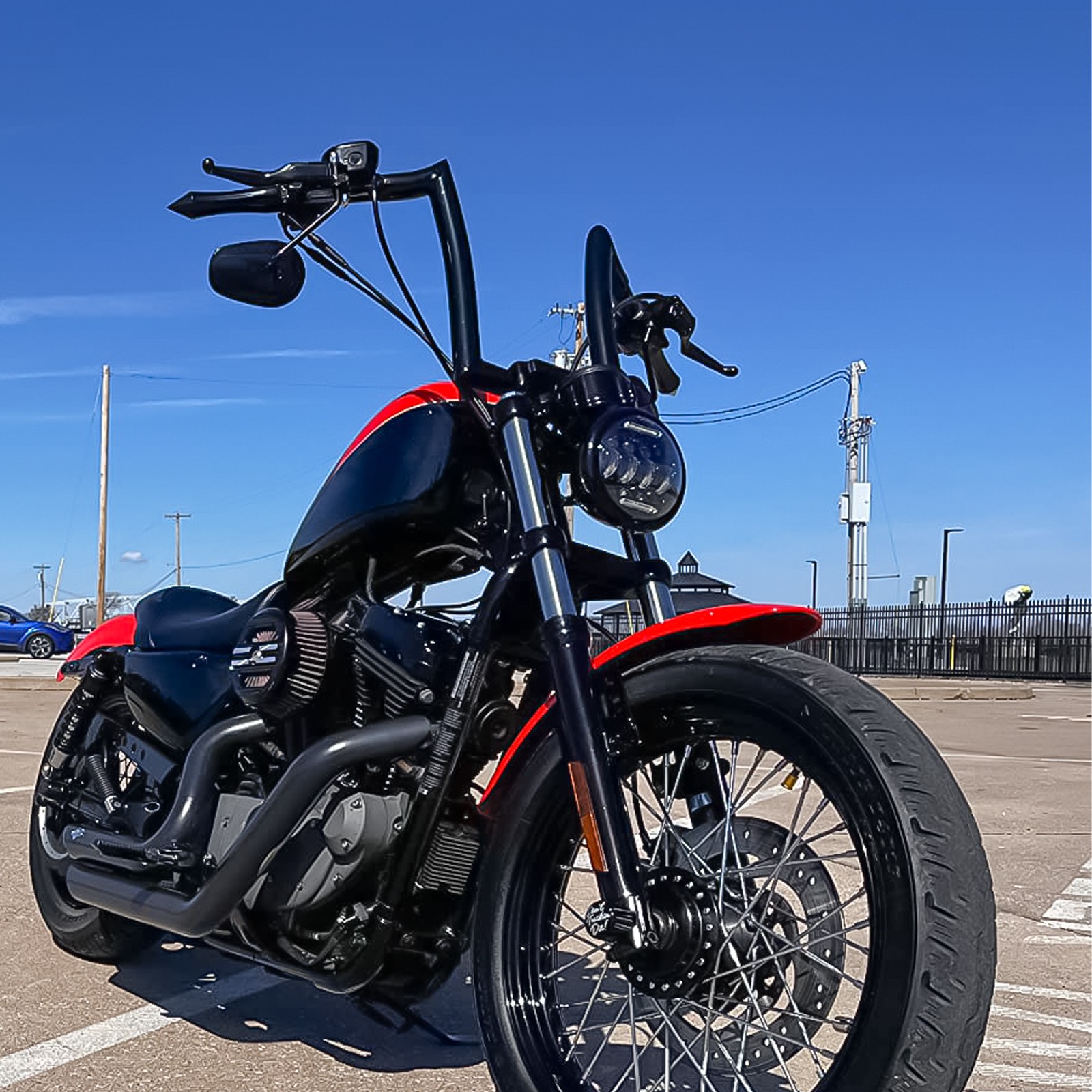 14” Ape Hanger Handlebar For Harley XL883 XL1200 Sportster Road King Road Glide