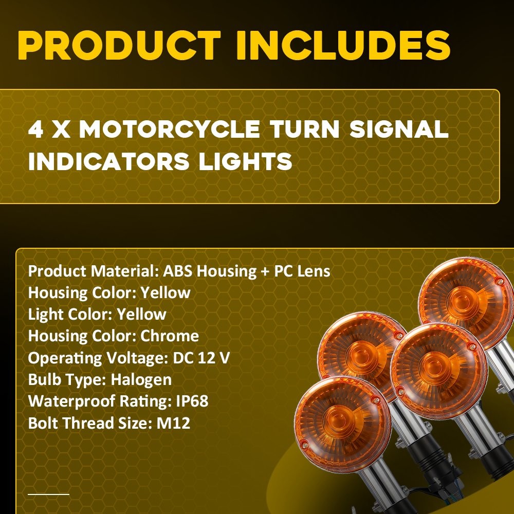 4-40 Chrome Amber Lamp Turn Signal Light 12V for Yamaha Virago XV1000 XV 535 920