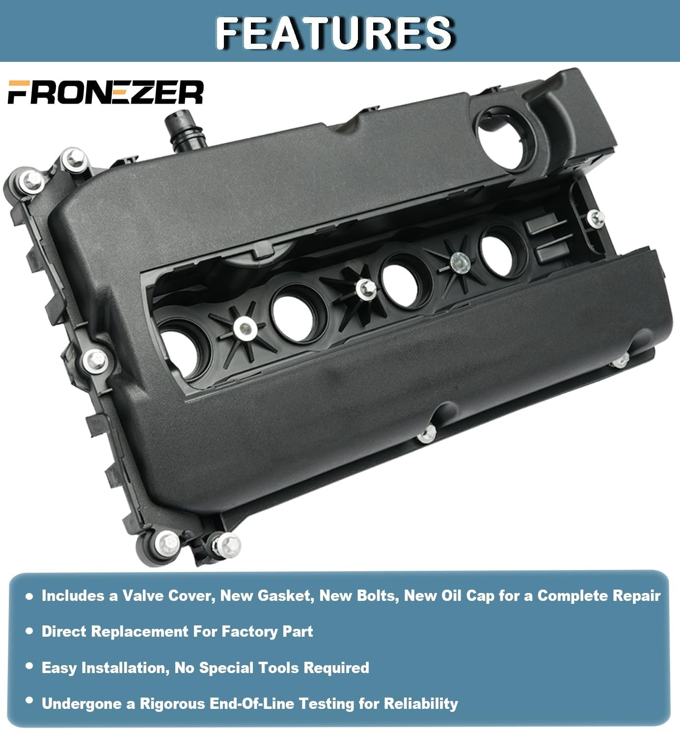 Engine Valve Cover with Gaskets Bolts Oil Filler Cap Compatible Plastic
