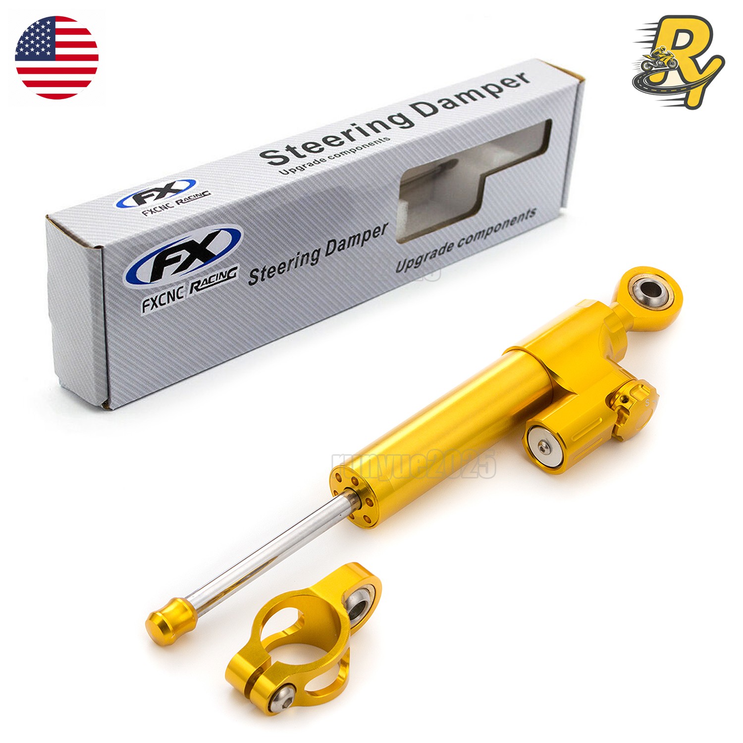 US Motorcycle CNC Steering Damper Stabilizer Adjustable Aluminum Gold Universal