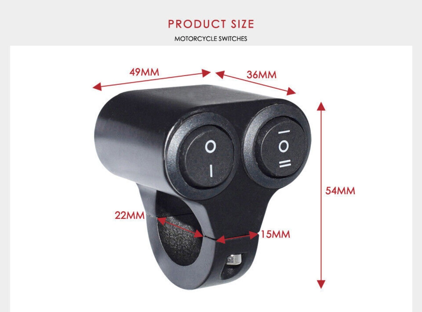 Motorcycle 7/8″ Handlebar Dual Button ON/OFF Switch Control Spot Fog Head Light