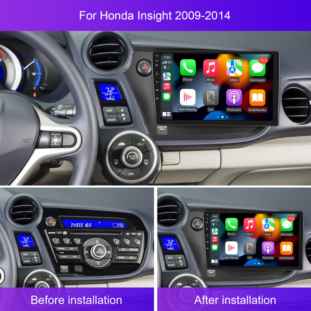 64GB Android Auto Carplay For Honda Insight 2009-2014 Stereo Radio 9” Head Unit