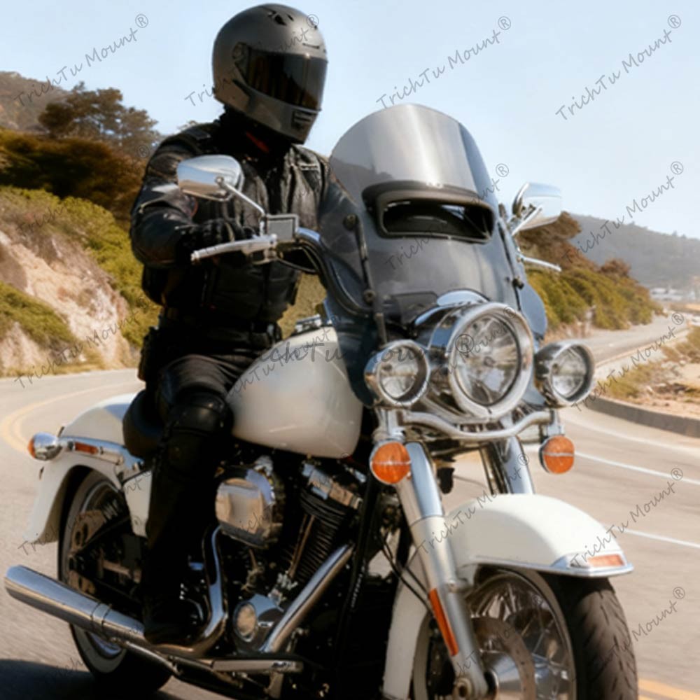 Smoke Windshield Vented Windscreen Mount Set For Harley Road King Special FLHRXS