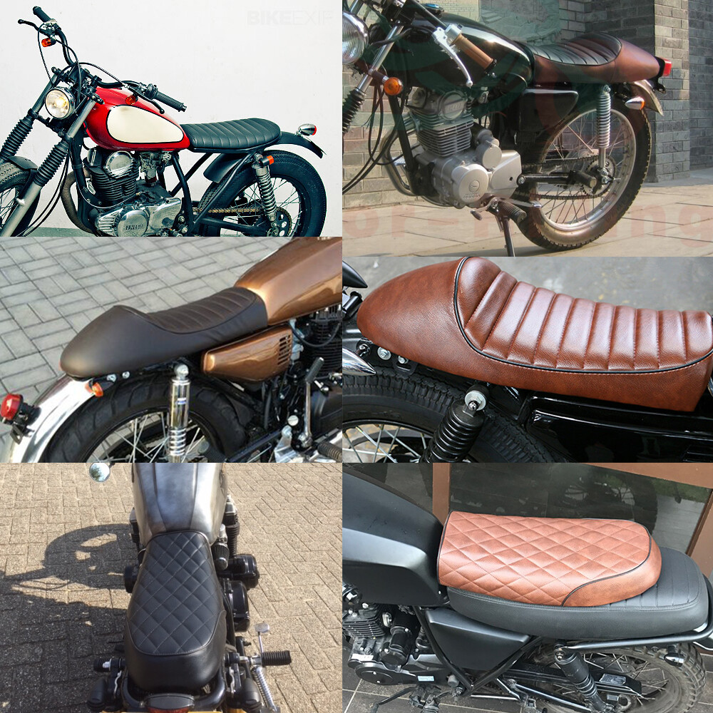 Universal Motorcycle Cafe Racer Seat Flat Hump Saddle For Honda GB Suzuki Yamaha
