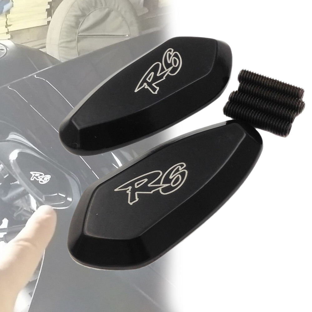Black Mirror Block Off Base w/ R6 Logo For 2006 2007 Yamaha R6 Yzf-R6