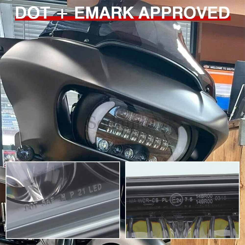 LED Cold White Headlight Turn Signal Lamp For HARLEY Touring Road Glide 2015-25