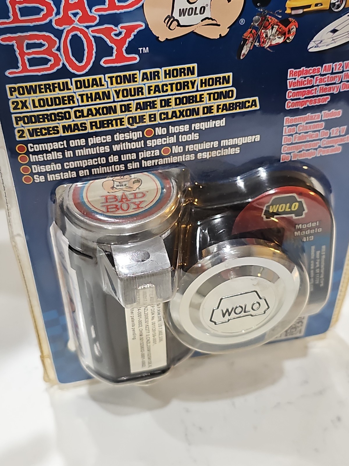 WOLO 419 ~ Bad Boy ~ Dual Tone Air Horn ~ Easy to Install for all 12V Horns