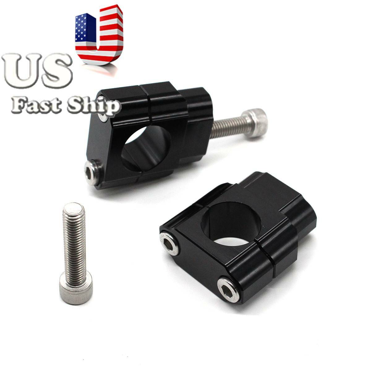USA 1-1/8″ 28mm Handlebar Fat Bar Mount Clamp Adapter Riser Dirt Bike FXCNC BLK
