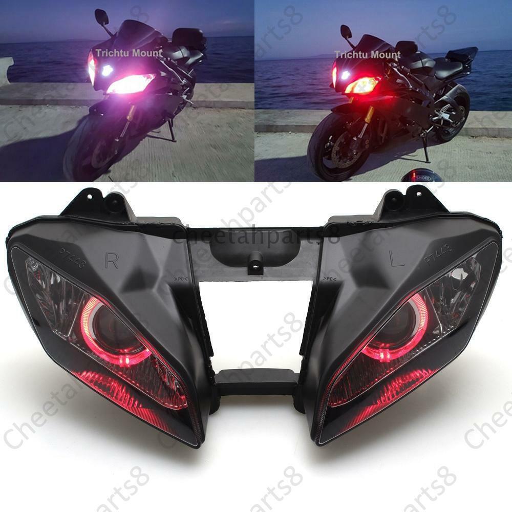 Headlight Assembly Headlamp Angel Eyes HID Projector For Yamaha YZF R6 2006 2007