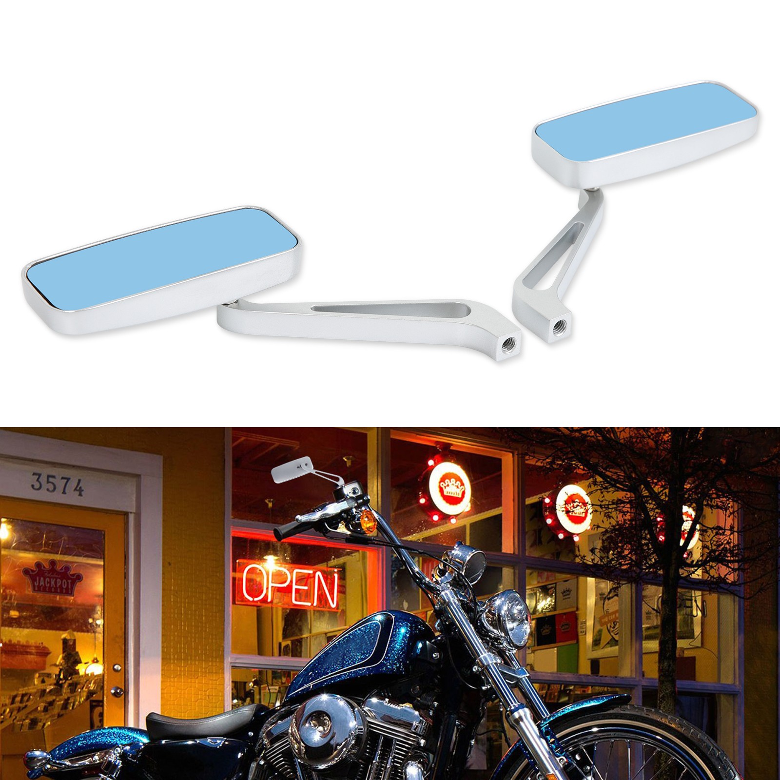 8mm/10mm Rectangle Motorcycle Rearview Side Mirrors For Honda Ruckus 50 NPS50