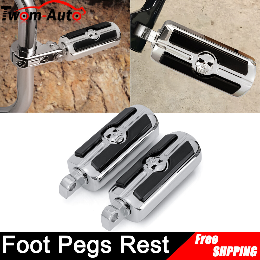 2X Foot Pegs Pedal Pad Footrest For Harley Softail Touring Suzuki Male Peg Mount