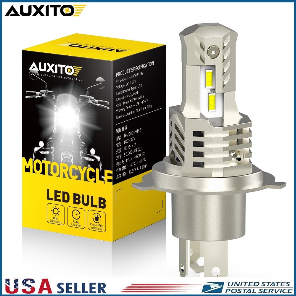 AUXITO H4 LED Bulbs HID White 360° Hi/Low Beam Motorcycle Headlight 6000K Power