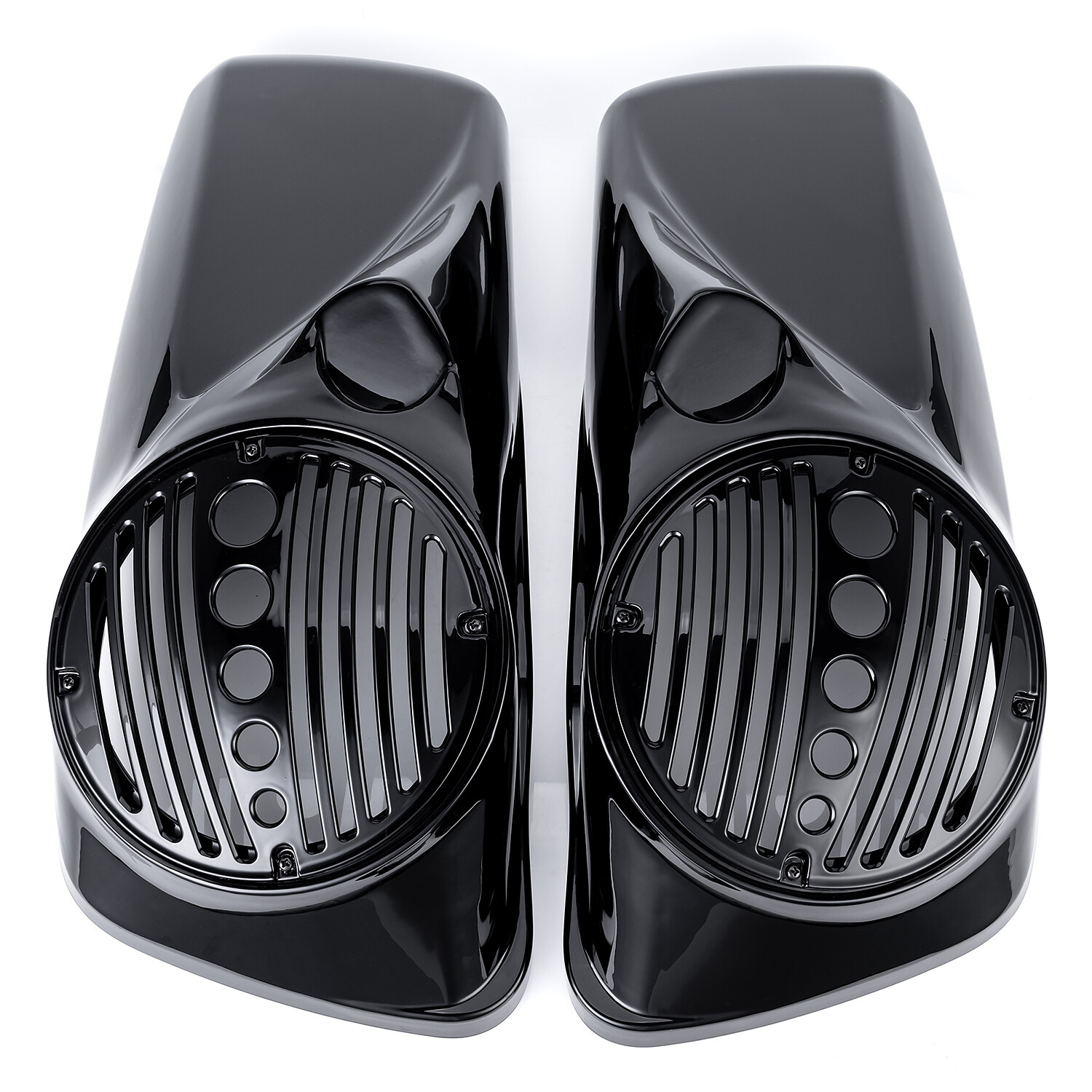 Vivid Black 8 inch Speaker Lids With Tweeter For Harley Touring 2014-2023 Models