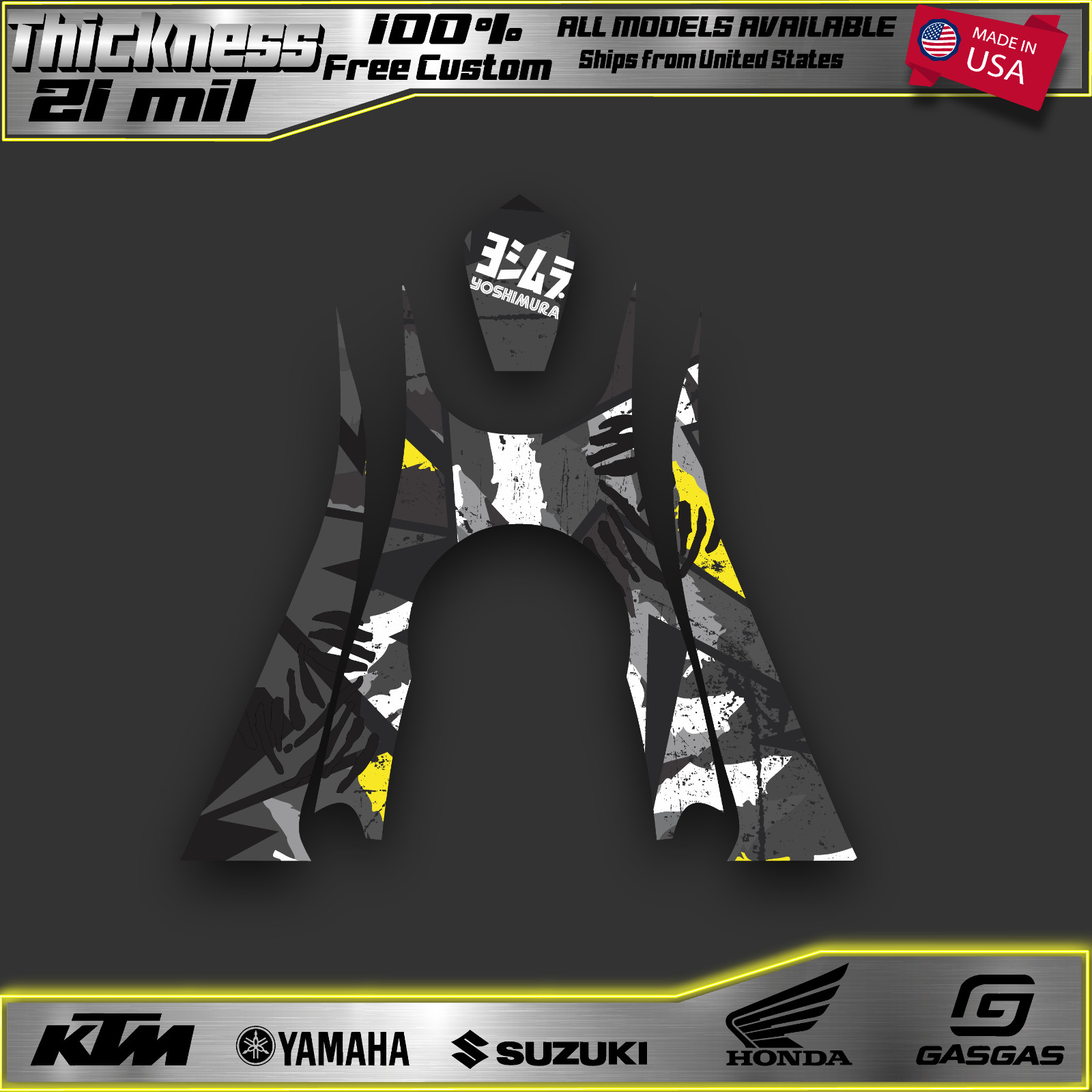 Yamaha YFZ 450R 450X Graphics decal kit stickers 2014 to 2018 2019 2025 21mil