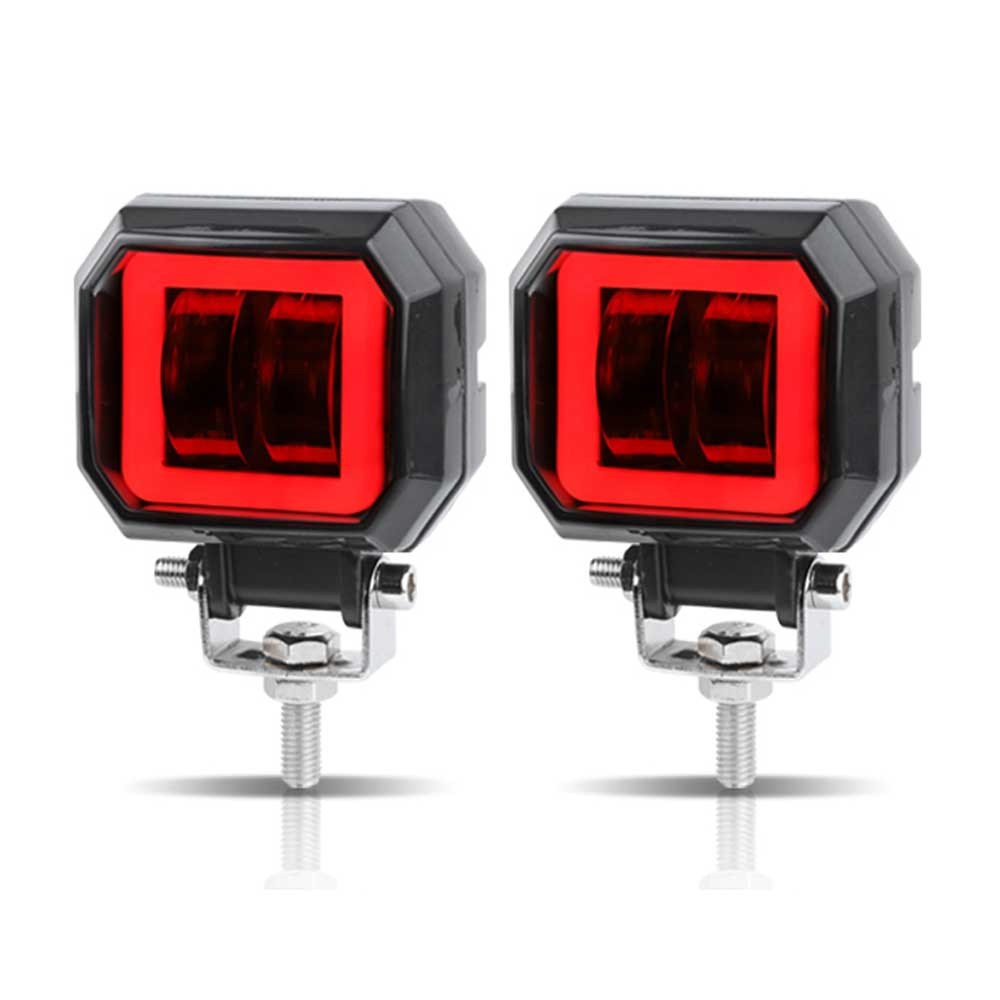 2Pcs Red Angel Eye LED Spot Light Motorcycle Headlight Driving Fog Lamp 12-24V