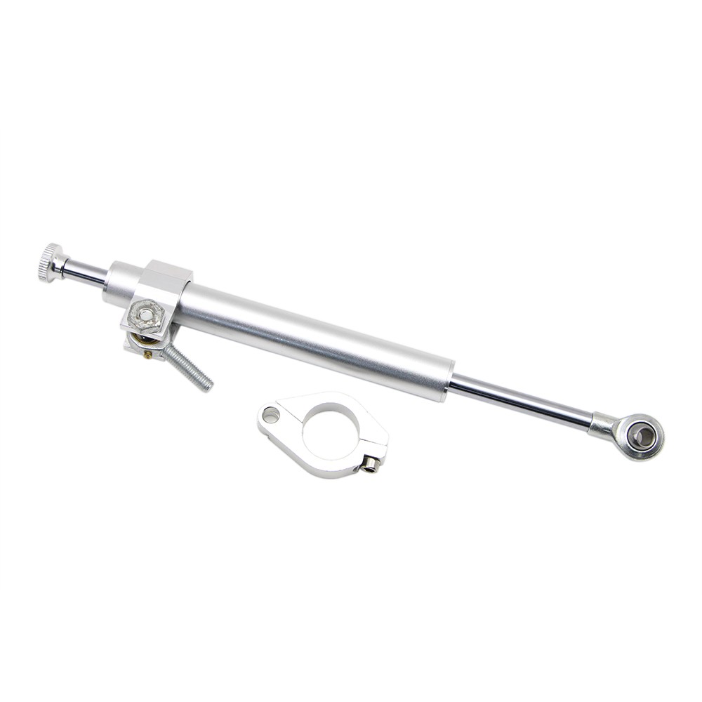 330mm Universal Steering Damper for Honda Yamaha Kawasaki Stabilizer CNC Silver