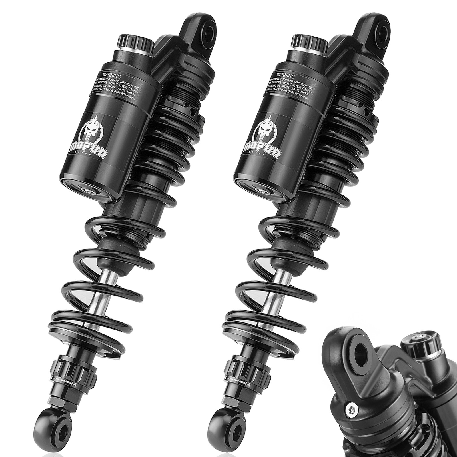 13.4″ Black Remote Reservoir Shocks for Harley Dyna Fat Bob Street Bob Low Rider