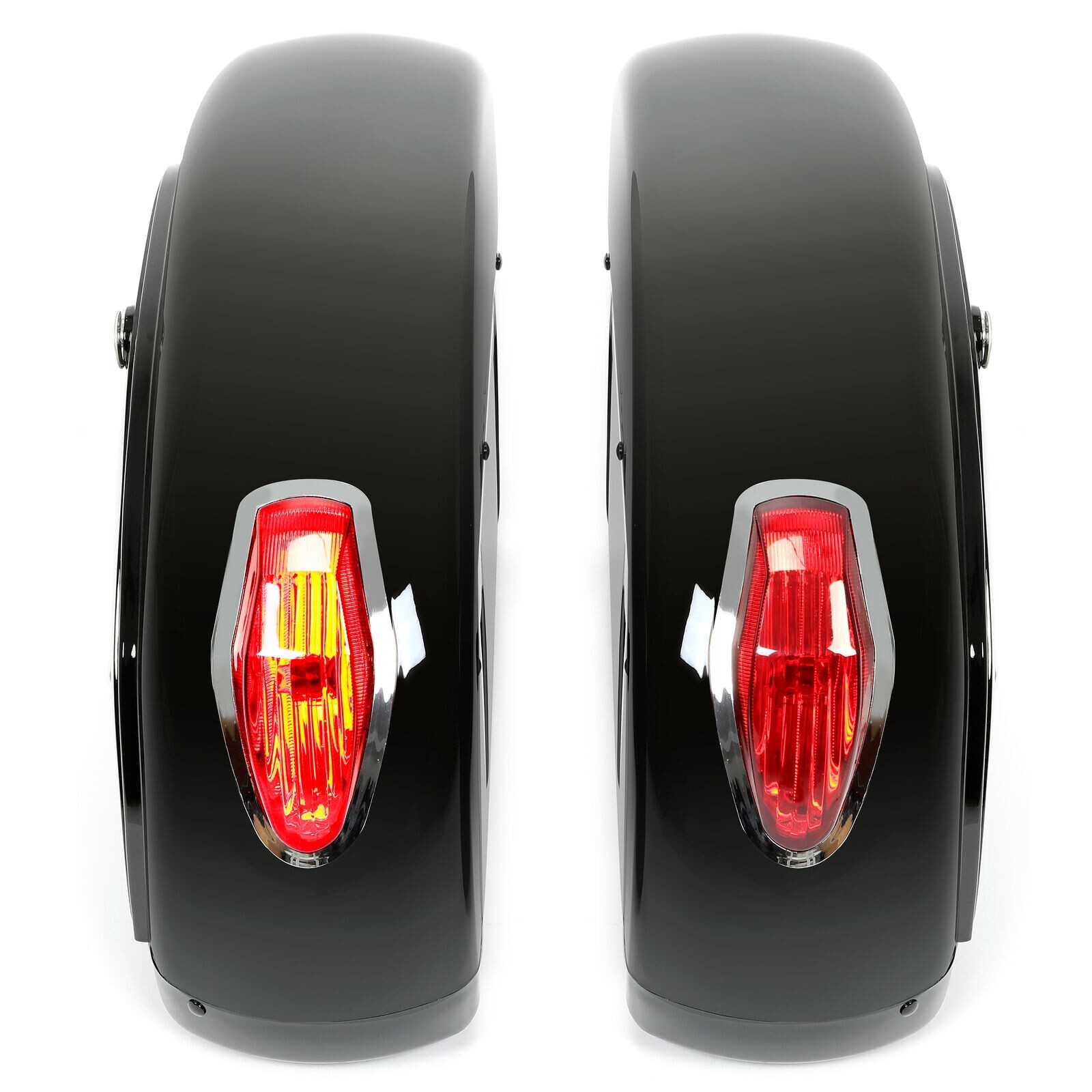 Universal Motorcycle Hard Saddlebag Luggage Bags w/Light For Honda Harley Yamaha