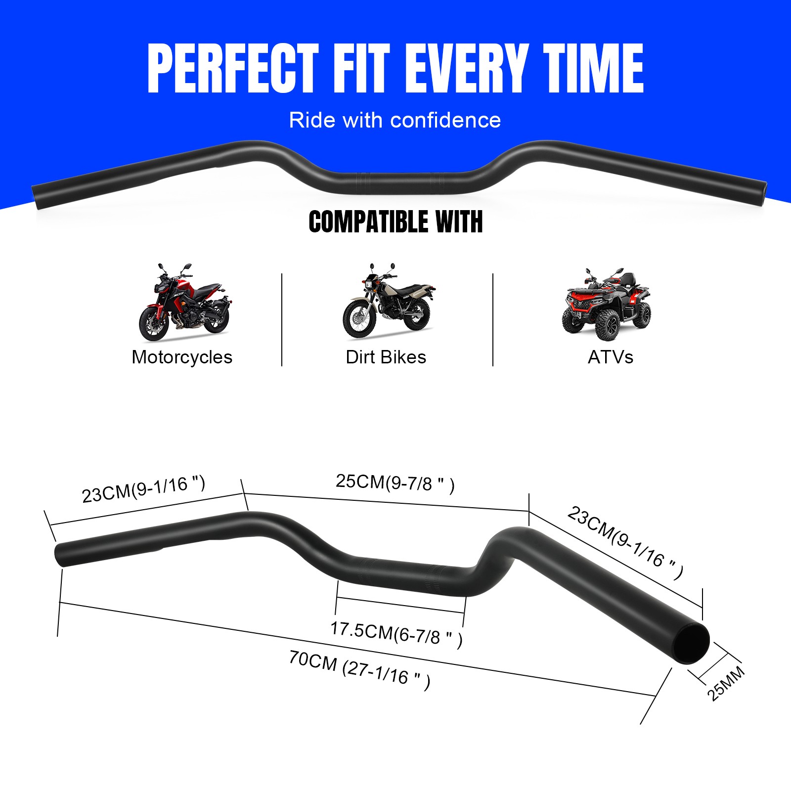 Chrome/ Black 1″ Motorcycle Handlebar Drag Bar For Harley Softail Deluxe Fatboy