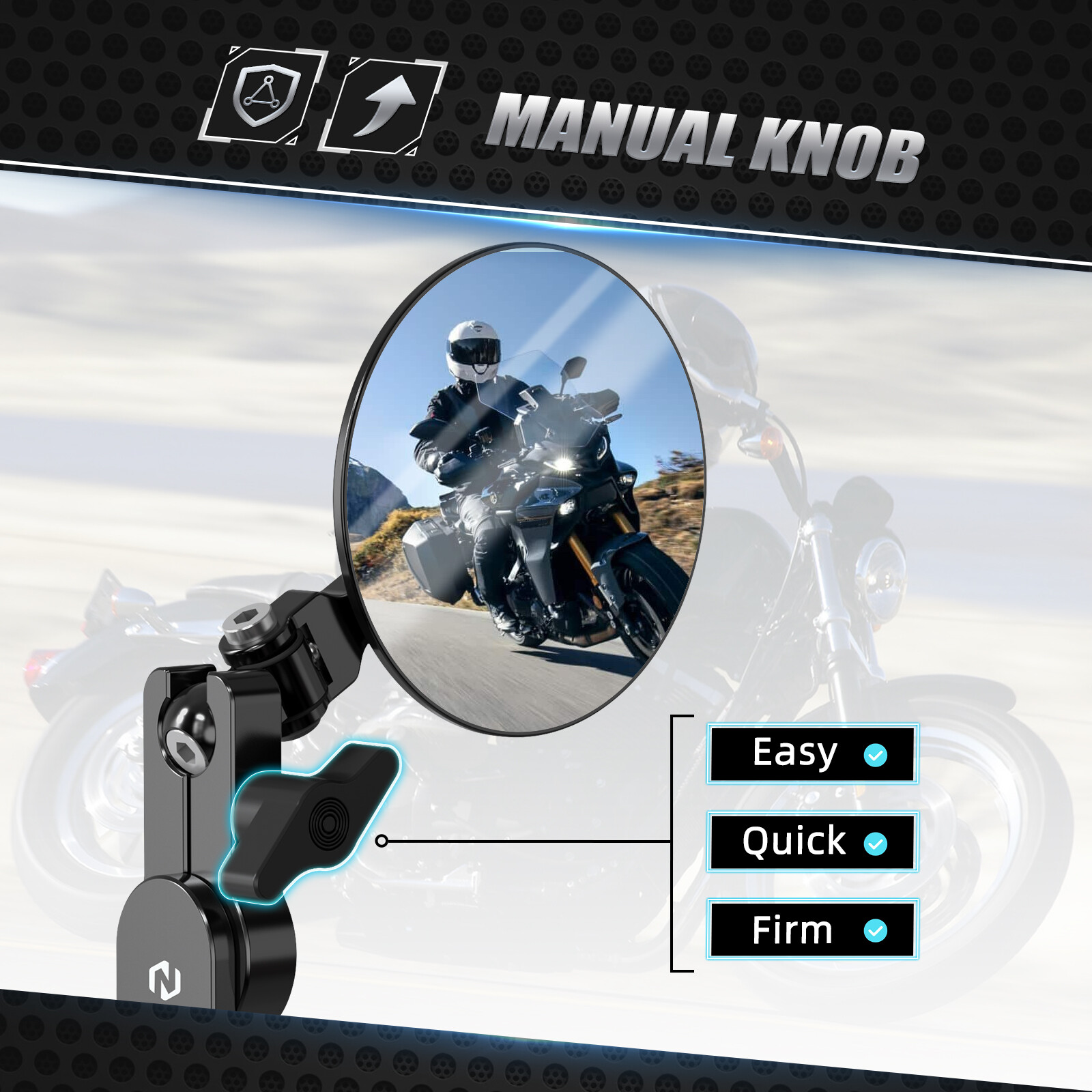 Universal Motorcycle Round Quick Flip Mirrors Kits Convex Glass For Off-Road